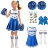 HBSFBH Vestito cheerleader bambino, Cheerleader Costume Bambina, con pompon, calze, forcina per capelli e adesivi, Bambini Cheerleading Outfit con Pompon e Calzini, per carnevale, feste a tema