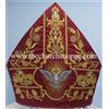 The Church Shoppe HOLY SPIRIT Mitra Da Vescovo Ricamata RED Nuova
