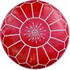Poufs&Pillows Pouf marocchino in vera pelle - rosso e bianco - fatto a mano - consegnato riempito - pouf ottomano a sacco