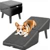 Generico Rampa E Scaletta Pieghevole 2-in-1 Per Cani Di Taglia Piccola E Media - Leggera, Richiudibile E Trasformabile In Pouf/Poggiapiedi - Ideale Per Letti Alti, Divani E Auto - Antiscivolo(Nero)