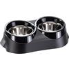 Ferplast Porta Ciotola per Cani Duo con 2 Ciotole in Acciaio Inossidabile - Sistema di Alimentazione Doppia Antiscivolo ed Ecologico per Cani, 3,6 Litri