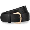 WERFORU Cintura larga da donna in pelle per abiti e jeans con fibbia dorata, larghezza 4,8 cm