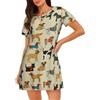 Uusnwaa Camicia da notte da donna a maniche corte morbida con stampa di cani segugio