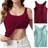 Jamron Donna 2 Pezzi Basic Canottiera con Reggiseno Imbottito Incorporato Canottiere Elasticizzate a Spalline Larghe