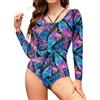 SHEKINI Costume da bagno da donna One-Piece Rash Guard Ladies Titolare Tummy Control Costumi da nuoto Soft Monokinis Surf Suit Manica Lunga Costumi da bagno