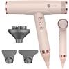 slopehill Asciugacapelli agli ioni, 110.000 giri/min, motore brushless, asciugatura rapida, con diffusore magnetico, basso rumore, tecnologia bioceramica, per casa, viaggi, salone (rosa cipria)