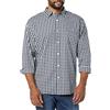 Amazon Essentials Camicia in Popeline Elasticizzato A Manica Lunga dalla vestibilità Regolare Uomo, Blu Marino Bianco Percalle, S