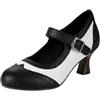 Generico Scarpe Mary Jane da Donna Bicolore con Punta Tonda E Cinturino Regolabile Decollete Oxford retrò Stile Brogue Tacco Basso A Spillo Chic