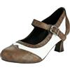 Generico Scarpe Mary Jane da Donna Bicolore con Punta Tonda E Cinturino Regolabile Decollete Oxford retrò Stile Brogue Tacco Basso A Spillo Chic
