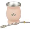 Delicatino Mate Kit Natural Green + Bombilla 17 cm in acciaio inox, tazza Mate rosa 200 ml, tazza termica a doppia parete, tè Yerba Mate, peso leggero, caldo o freddo