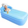 Giuffrida Vasca da bagno in pvc gonfiabile, lunga 160 cm, pieghevole, blu e portatile, con schienale e cuscino, per interni ed esterni, per la casa e il bagno di ghiaccio