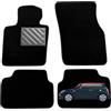 MTC Automotive Tappetini Mini (F55) 5 porte dal 2015, Su Misura, Set da 4 Pezzi | Tappetini Auto in Moquette Nera, Battitacco in Gomma Rinforzata, Sistema di Fissaggio, Antiscivolo