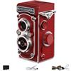 NRVTRE Retro fotocamera fotocamere digitali con 32 carta, Red | Fotocamera digitale tradizionale con pannello LCD superiore rotante e attacco Stand per la fotografia viaggio