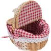 Oreilet Cestino da Picnic Vocatore, Cestino da Picnic Intrecciato con Coperchio e Manico, Cesto di Salice Ovale per Picnic, Campeggio, Raccolta di Verdure, Festa della Mamma (Plaid Rosso)