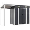 HGFDCBK Casetta da giardino con tetto a traino, antracite, 277 x 107 x 181 cm, in acciaio