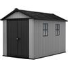 Keter Casetta da Giardino Newton 7511/1175, Effetto Legno Naturale, Porte e Finestre Orientabili, Grigia, 6,5 m², 230x350x246H cm