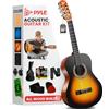 Pyle Chitarra Acustica 4/4 Full Size 99 cm, Chitarra in Legno Massello per Principianti, Guitar con Kit Completo Accessori, Custodia, Tracolla, Plettri e App Accordatore