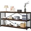 IBF Libreria bassa e larga in noce, stile vintage, lunga 150 cm, 3 ripiani, in legno di grandi dimensioni, per casa, soggiorno, ufficio, camera da letto