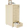 Zoobotanica Cassettiera con 6 cassetti, armadietto portatile in metallo, con chiave, cassettiera, per casa e ufficio, 28 x 41 x 69 cm (beige)