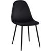 CLP Sedia da pranzo imbottita Napier, sedia da cucina con schienale e struttura in metallo nero, sedia imbottita fino a 150 kg | Colore nero Materiale Velluto