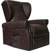 POLTRONE ITALIA Detraibile 19% Poltrona Relax Alzapersona Zero Gravity 2 motori reclinazione indipendente schienale pediera 2 ruote bergere seduta indeformabile Pelle anziani elettrica Marrone