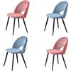 BenyLed Set di 4 Sedie da Pranzo in Velluto Matty, Sedia da Cucina Imbottita Moderna di Metà Secolo con Gambe in Metallo per il Soggiorno, Sala da Pranzo (Blu+Rosa)