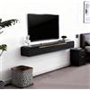Rvtjy Mobile Porta TV Sospeso 160 cm con 2 cassetti & Ante per Soggiorno Nero | superficie verniciata, Legno massello Mensole TV A Parete Madia Consolle per Salotto, Arredo Salvaspazio