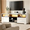 luckdect Mobile TV con atmosfera luminosa, supporto TV, 2 porte, 5 ripiani aperti, lunghezza 150 cm, mobile TV da soggiorno, armadio basso soggiorno interno per TV fino a 65 pollici
