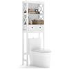 COSTWAY Mobile Sopra Lavatrice con Ripiani Aperti e Cassetti | Armadietto da Bagno Indipendente con Barra Inferiore Regolabile, Mobile Sopra WC Salvaspazio, 60 x 20,5 x 165 cm