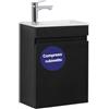 Kometmöbel Mobile Bagno Sospeso 40cm con Lavabo in Resina - Mobiletto Salvaspazio per Bagno di Servizio - Già Assemblato (Nero 40cm, Con Rubinetto Cromo)