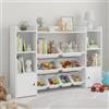 Liink1Ga 1 Pezzo Scaffale Bianco per Cameretta con 8 Contenitori e 2 Ante | Libreria per Bambini Scaffale Porta Giocattoli con Scomparti Organizer in Legno per Cameretta/Soggiorno/Studio/139x30x94cm