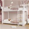 Henjda Letto a castello, 90 x 200 cm, letto per bambini con ripiani in legno, letto in metallo con protezione anticaduta, per bambini e ragazzi, letto familiare, letto da gioco, senza materasso