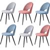 BenyLed Set di 6 Sedie da Pranzo in Velluto Matty, Sedia da Cucina Imbottita Moderna di Metà Secolo con Gambe in Metallo per il Soggiorno, Sala da Pranzo (Blu+Rosa+Grigio)