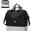 WEPLAN Borsone da Viaggio Donna Bagaglio a Mano Easyjet 45x36x20 Borsa da Viaggio Donna Uomo Borsone Palestra con Scomparto per le Scarpe Travel Bag Borsa Sportiva Cabina Weekend,C02-Nero