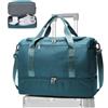 WEPLAN Borsone da Viaggio Donna Bagaglio a Mano Easyjet 45x36x20 Borsa da Viaggio Donna Uomo Borsone Palestra con Scomparto per le Scarpe Travel Bag Borsa Sportiva Cabina Weekend,B04-Blu Pavone