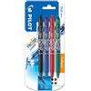 Pilot FriXion ball - Penna roller a inchiostro gel, con punta retrattile, 4 pezzi Retrattile Nero, blu, rosso, verde