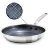 Blue Diamond Padella ibrida in acciaio inox, antiaderente, 28 cm, senza PFAS, Diamond Bond per arrostire potente, padella per uova e omelette, lavabile in lavastoviglie, manico refrigerante, a
