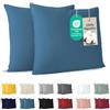 Dreamzie - Federa Cuscino 40x40 cm - Set da 2-100% Cotone - Blu | Certificato Oeko-Tex · Cerniera · Jersey · 150 g/m² · Traspirante · Lavabile · Morbida · Copricuscino per Divano e Letto