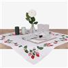 Trimits Kit per ricamo - Tovaglia - Include tessuto stampato, fili, ago e istruzioni, 80 x 80 cm, Campo di fragole