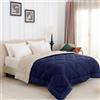 Good Nite Piumino king size da 10,5 tog, 230 x 220 cm, reversibile, a blocchi di colore, con linguette angolari, lavabile in lavatrice, per tutte le stagioni, blu navy e beige