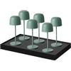 Lumisky Set di 6 lampade da tavolo senza fili LED bianco caldo dimmerabili SOPHIA OLIVE H28 cm, colore: Verde oliva con vassoio di ricarica