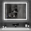 Mondeer Specchio da bagno a LED con illuminazione, 80 x 60 cm, con interruttore touch, anti-appannamento e 5 x lente d'ingrandimento, 3 colori della luce dimmerabili, per bagno (3000 K - 6500 K)