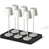 Lumisky KELLY WHITE - Set di 6 lampade da tavolo touch wireless LED bianco dimmerabili H38 cm con vassoio di ricarica