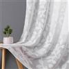 OVZME Tende trasparenti bianche lunghe 137,2 cm, 2 pannelli, per soggiorno, motivo jacquard con clip, motivo a foglie, tessuto filtrante della luce, tende in voile semitrasparente per camera da letto