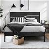 VECELO Struttura per letto matrimoniale, 140 x 200 cm, con testiera effetto legno e rete a doghe, portata fino a 320 kg, 31 cm di spazio da terra, silenziosa, facile montaggio, nero