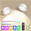 Euakee Lampada da Parete Interno 2Pcs, Lampada da Parete Con Telecomando & Batteria Ricaricabile, Lampada Led Per interni Con Controllo A Sfioramento, per Cameretta Cucina Soggiorno (Bianco)