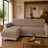 SUSANNA HOME DESIGN - Salvadivano a penisola reversibile 4 posti tortora, copridivano impermeabile con braccioli, protegge da macchie graffi e pelo, facile lavaggio (290 cm)