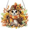MOTGOM 5D Diamond Painting Pendente Ciondolo Kit Gufo Autunnale, Pittura Diamante per Acchiappaluce, Diamond Painting Artigianale Per La Decorazione Della Parete Di Casa 20x20cm