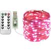 Clearhill Ghirlanda luminosa USB 20m rosa 200 LED filo rame, telecomando, 8 modalità, timer e dimmerabile per Natale, camera, interni/esterni