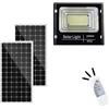 TANIASHOP Faro Solare da Esterno 2000W Faro a Led con Doppio Pannello Solare Fotovoltaico con Sensore Crepuscolare Impermeabile IP67 Luce Bianco Freddo 6500K Led Esterno con Telecomando Timer